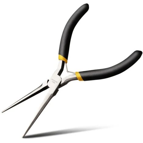 6" Mini Pinces à bec avec poignées confortables, pinces de précision avec machoires extra longues effilées et non dentelées pour la fabrication de bijoux, le pliage de fil et la prise d'objets petits