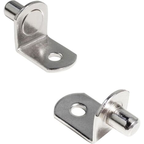 6 mm supports d'étagère en métal, 20 crochets en L nickelés pour bibliothèques, cuisines et placards, fixation murale robuste