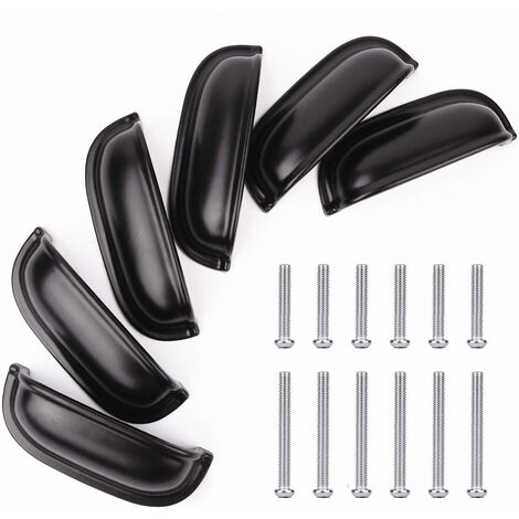 6 Morceaux Poignée Bouton de Porte Décoration Rétro pour Meuble Tiroir Poignée de Coquille Vintage pour Tiroir Armoire Meuble Bouton de Porte de Placard Retro Pour Armoire (6PC, noir), Versailles