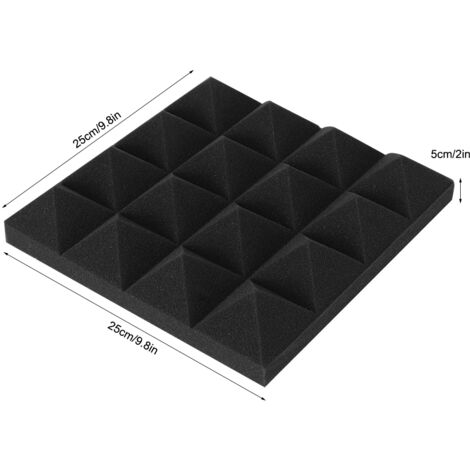 6 mousse pyramidale acoustique absorption son isolation studio polyuréthane noir 25x25x5cm
