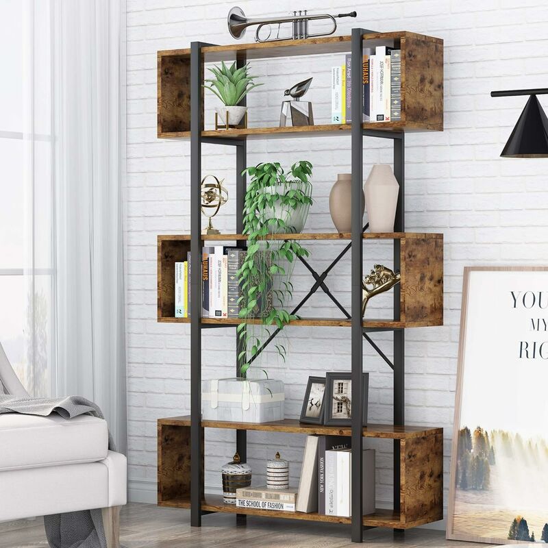 tribesigns - 6 niveaux bibliotheque etagere de rangement bibliotheque meuble industrielle etagere decorative pour salon, bureau