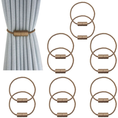 6 Paar magnetische Raffhalter für Vorhänge in Khaki  FLITI