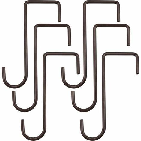 6 Pack 2 x 6 in. Fence Hooks Patio Hooks Brown Powder Coated Steel Hangers Can be easily used for vinyl fences, indoor and outdoor hanging lights, plants and planters, mangers