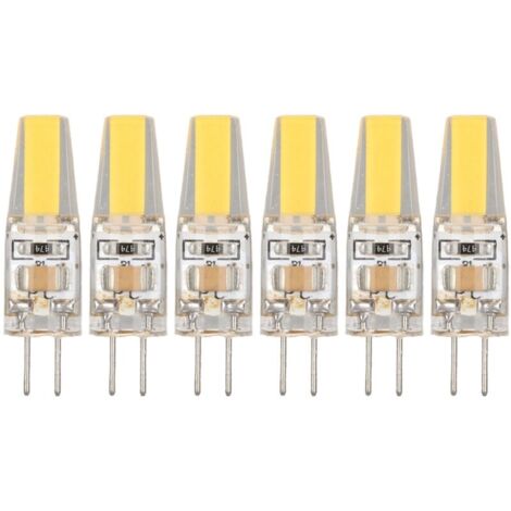 6-pack 6W 500LM G4 COB LED bulb, silica gel, energy-saving bulb for ceiling, wall, and table lights, 220V, warm white