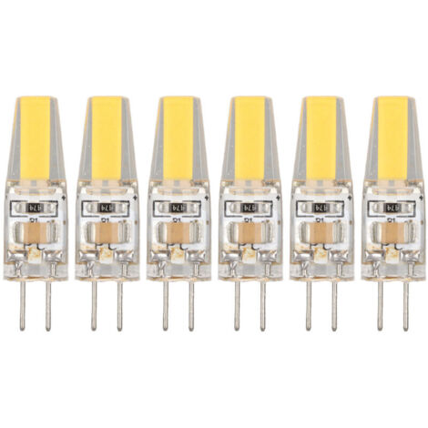 6-pack 6W 500LM G4 COB LED bulb, silica gel, energy-saving bulb for ceiling, wall, and table lights, 220V, warm white