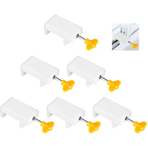 6 Pack Adjustable Sliding Window Locks Stainless Steel Safety Lock With Key Stopper