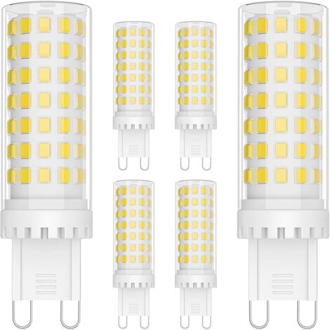 6 Pack Ampoule LED G9 9W Économie d'énergie Équivalent 70W Lampe Halogène G9 LED 360° Angle de faisceau AC220-240V 900LM 6000K pour Chambre Salon Cuisin,Non Dimmable