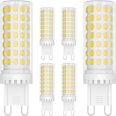 6 Pack Ampoule LED G9 9W Économie d'énergie Équivalent 70W Lampe Halogène G9 LED 360° Angle de faisceau AC220-240V 900LM 6000K pour Chambre Salon Cuisin,Non Dimmable