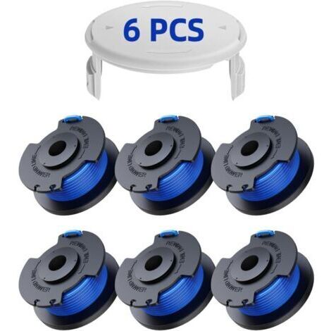 6 Pack Bobine Fil Coupe Bordure remplacements pour Ryobi One + AC14RL3A 18v 24v 40v Coupe Bordures, Bobine Ø 1,6mm, Longueur 20,11m (6 Bobine Fil Coupe Bordure,1 Couvercle)