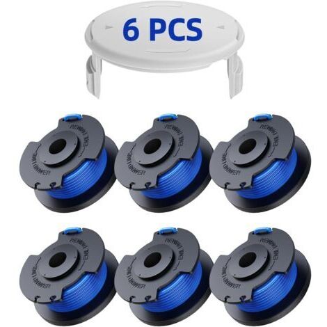 6 Pack Bobine Fil Coupe Bordure remplacements pour Ryobi One + AC14RL3A 18v 24v 40v Coupe Bordures, Bobine Ø 1,6mm, Longueur 20,11m (6 Bobine Fil Coupe Bordure,1 Couvercle)