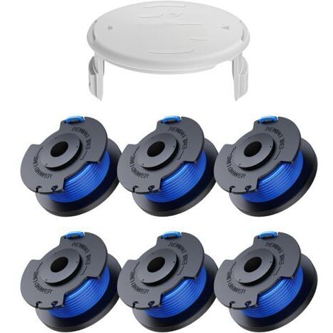 6 Pack Bobine Fil Coupe Bordure remplacements pour Ryobi One + AC14RL3A 18v 24v 40v Coupe Bordures, Bobine Ø 1,6mm, Longueur 20,11m (6 Bobine Fil Coupe Bordure,1 Couvercle)