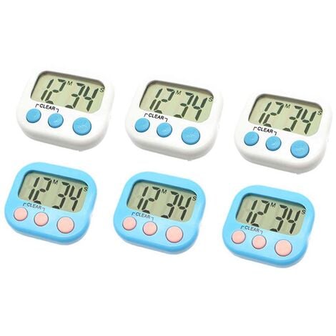 6 Pack Small Digital Kitchen Timer Magnetic Back and ON/Off Switch,Minute  Second Count Up Countdown (Multicolored)