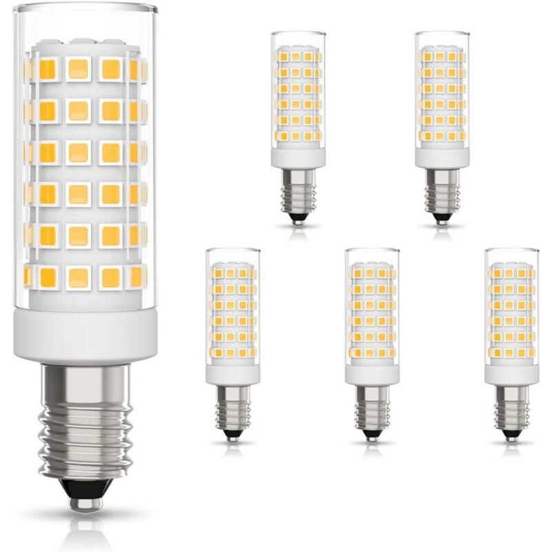 6 Pack E14 LED Ampoule 9W Équivalent Halogène 75W, Blanc Chaud 3000K Non-Dimmable 360°Angle Faisceau pour Hotte Aspirante Lampe de Chevet Cuisine