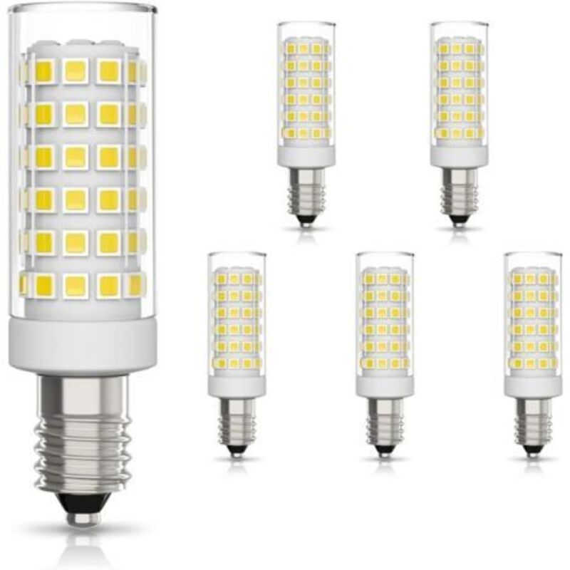 6 Pack E14 LED Ampoule 9W Équivalent Halogène 75W, Blanc Froid 6000K Non-Dimmable 360°Angle Faisceau pour Hotte Aspirante Lampe de Chevet Cuisine