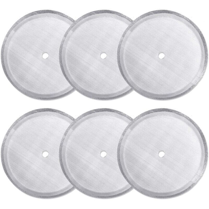 Odipie - 6-Pack French Press Replacement Mesh Filters, Reusable Stainless Steel Mesh Filters for Universal 1000ml/34oz/8-Cup French Press Coffee