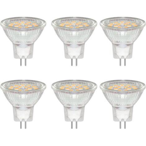 6 Pack GU4 LED 3W Spot Light Bulb, Warm White 3000K, Equivalent to 20W 30W Halogen Lamp, 300LM, AC/DC 12V-24V, 120° Beam, Non-dimmable, With Clear Protective Glass