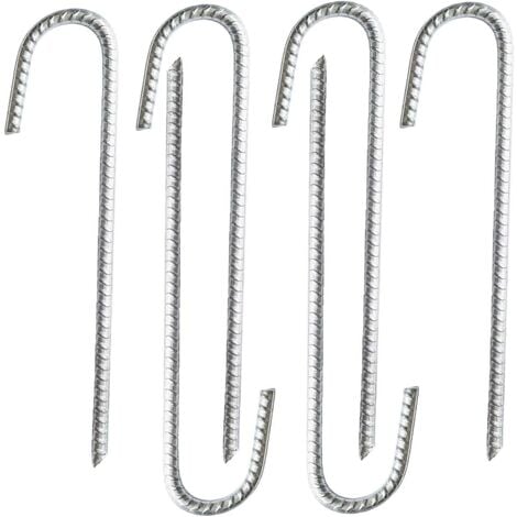 6 Pack Heavy Duty Galvanized Steel J-Rebar Anchor Stakes - For Marquees, Arbors, Castles, Tents, Trampolines, Bouncing, Camping, Soccer Nets