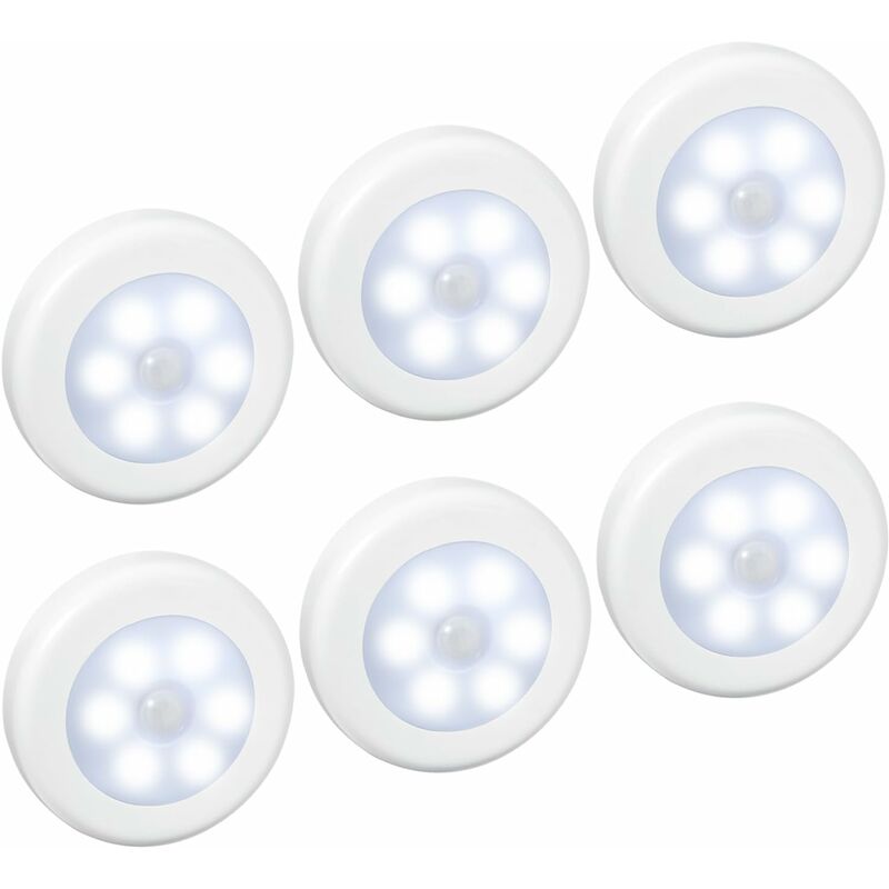 Fei Yu - 6 Pack) Lampes led à Détecteur, Lampe Détecteur de Mouvement, Lampe de Placard, Alimenté par Batterie (non Inclus), Lampe led pour Escalier,