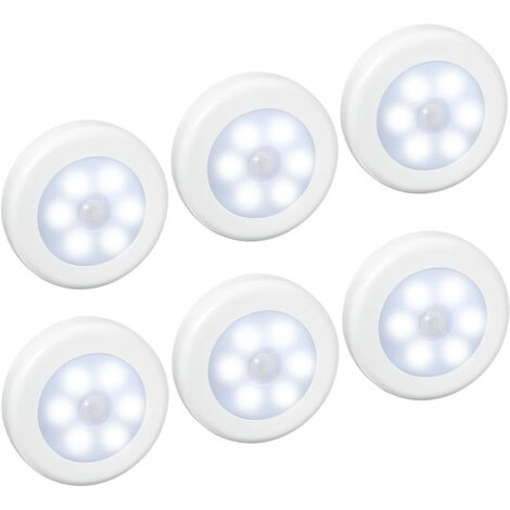 (6 Pack) LED Sensor Lights, Motion Sensor Lights, Closet Lights, Battery Powered (Not Included), LED Lights for Stairs, Cabinets, Closets, Easy Installation (White)