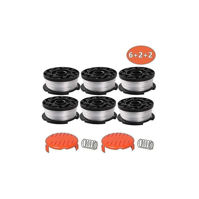 6 Pack Line Spool With 2 Covers For Replace Black Decker Grass Trimmers