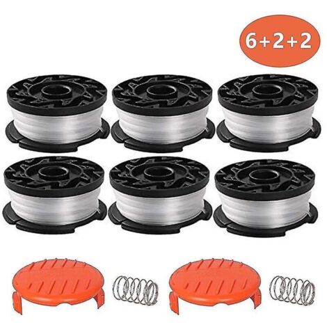 6 Pack Line Spool With 2 Covers For Replace Black Decker Grass Trimmers