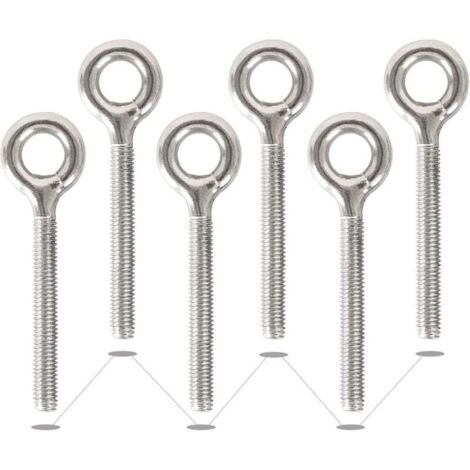 6 Pack M10 304 Anneaux en Acier Inoxydable Soudés Fermés Boulons à Oeil de Tige Filetée Résistant à La Corrosion-Vis à œil