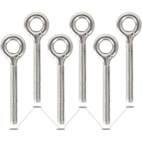 6 Pack M10 304 Anneaux en Acier Inoxydable Soudés Fermés Boulons à Oeil de Tige Filetée Résistant à La Corrosion-Vis à œil