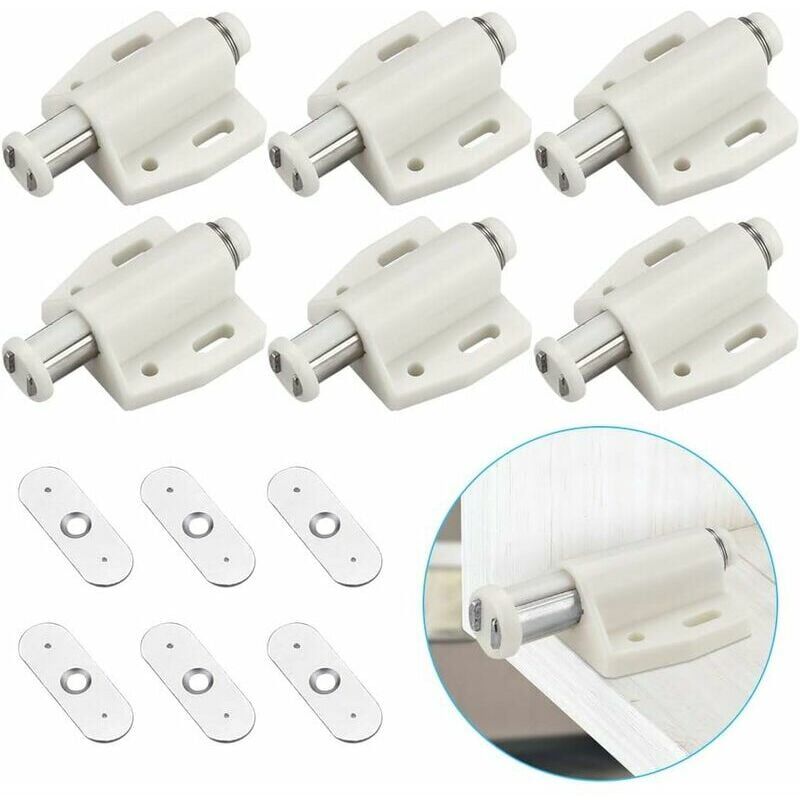 Gabrielle - 6 Pack Magnetic Snap Catch, Plastic Magnetic Catch, Soft Close Magnetic Catch for Doors, Cabinets, Drawers, Cupboards, Sliding Doors,