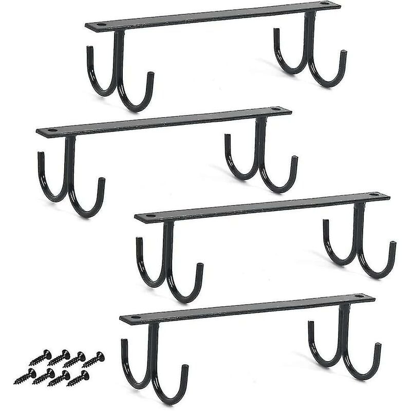 Crea - 6 Pack Mug Holder Rustic Under Cabinet Mug Organizer Rack Cup Shelf With 12 Hanging Hooks For Mugs Coffee Cups Beer Glass And Kitchen Utensils