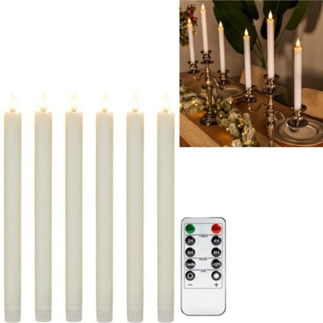 6-pack of flameless ivory cone candles - 10-button remote control, real wax, warm light - LED windowsill candles - 3D wick decoration candles - 21165 cm - Suitable for Christmas, home, and wedding dec