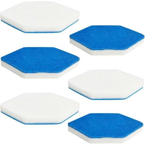 6 Pack recharges de balais de Bain et de Baignoire, Forme hexagonale, compatibles avec l'éponge Multi-Surfaces Vileda Bath Magic, pour Le Nettoyage de la Salle de Bain (Bleu et Blanc)