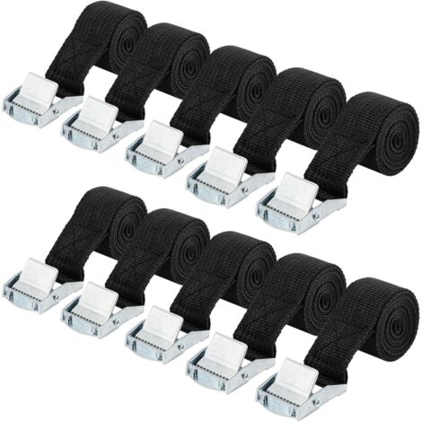 6 Pack Sangles d'arrimage de 25 mm x 1 m Sangle de Serrage, Boucle de Serrage avec Boucle de Fermeture, Sangles de Réglable Tension, pour Moto, Porte Vélo, Charge Maximale 250 kg(Noir)