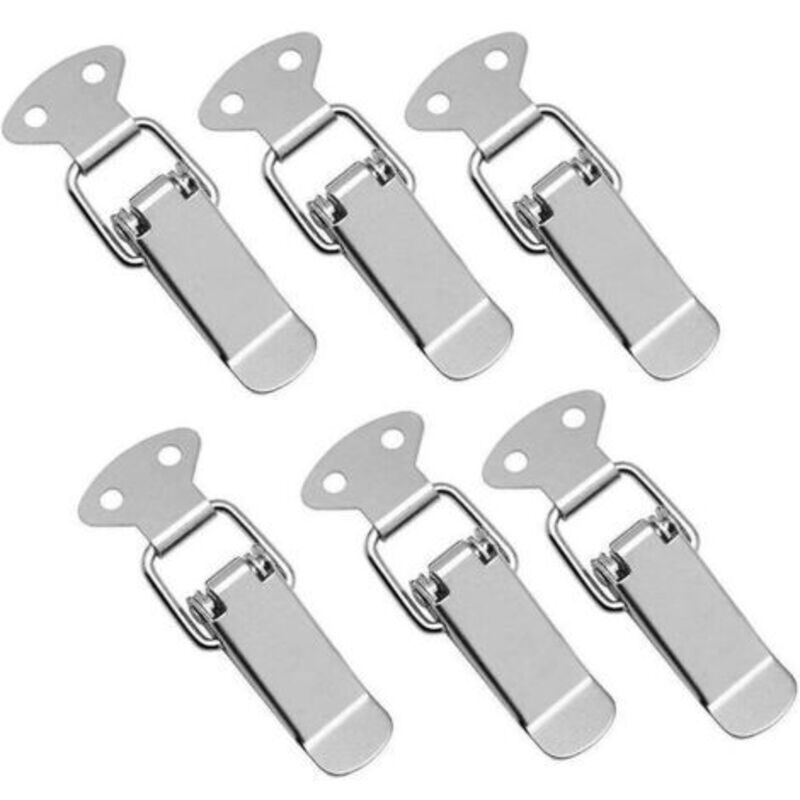 6 Packs Stainless Steel Spring Loaded Toggle Latch, Draw Latch Clamp Clip, Hasp, Duckbill Buckles or Box, Toolbox, Drawer, Cabinet, Chest, Safe