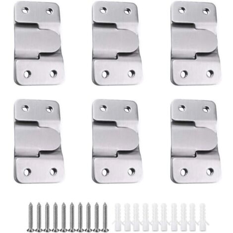 6 Paires [12 pack] Support de Montage Dissimulé Embarqué Interverrouillage Pendaison Boucle Quincaillerie Murale en Acier Inoxydable pour Accrocher la Photo Miroir Cadre Dosseret Meubles
