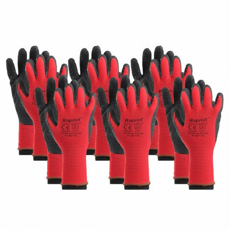6 paires de gants de manutention générale EASY GRIP rouge KAPRIOL - plusieurs modèles disponibles
