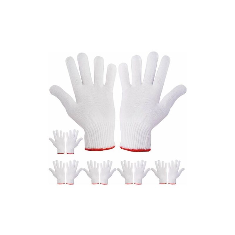 6 paires de gants de travail à la main, protection des poignées de sécurité, gants de travail plus épais, tricotés