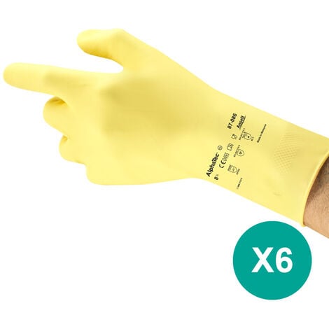 ShenMo 3 paires de gants de nettoyage en caoutchouc, gants de vaisselle de  cuisine, gants de ménage sans latex à manches longues doublés de coton pour  la lessive, le jardinage 