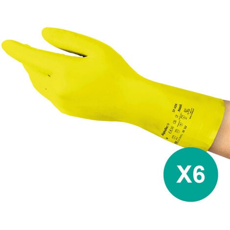 LANON 3 paires de gants résistants aux produits chimiques en nitrile, gants  en caoutchouc robustes réutilisables, protection contre les acides, les  alcalis et les huiles, antidérapants, XL