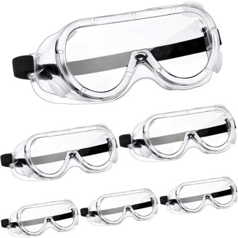 6 Paires Lunettes de Sécurité Lunettes de Protection de Sécurité Lunettes Résistantes aux Éclaboussures Chimiques Lunettes Ajustables Transparentes pour Maison, Laboratoire