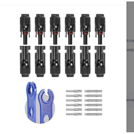 6 paires MC4 mâle/femelle double anneaux Joint étanche Panneau solaire Connecteurs de câble