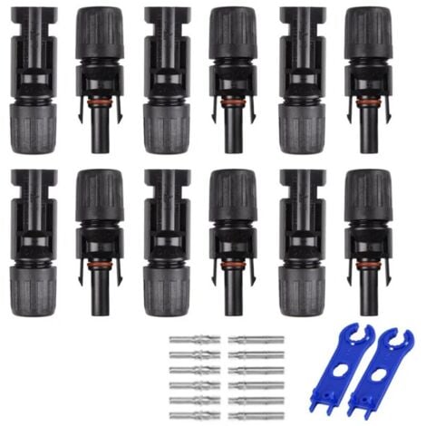 SJQKA 6 paires MC4 mâle/femelle double anneaux Joint étanche Panneau solaire Connecteurs de câble Fontainebleau