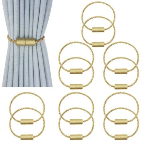 6 paires of embrasses de rideaux magnétiques gold
