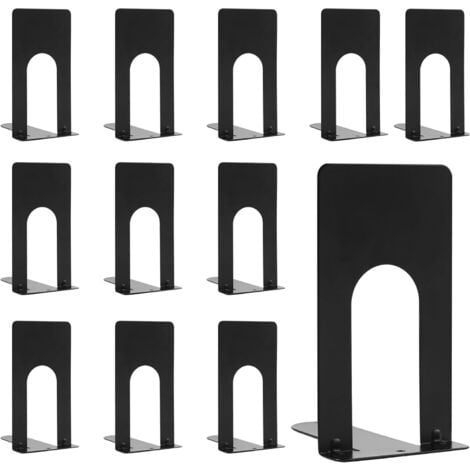 6 Paires Serre Livre,Serre Livres en Métal, Serre Livres de Haute Qualité, Anti-Rayures et Antidérapants, Adaptés aux Bureaux, écoles, Maisons et Bibliothèques (Noir)