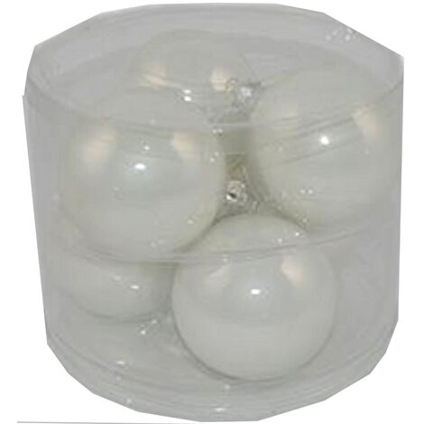 6 palline a sfera in vetro soffiato in bianca cm9 decorazione per albero di natale palla particolare da collezione