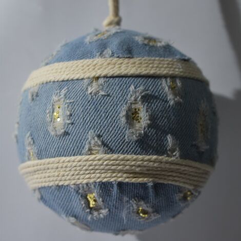 6 Palline celeste per addobbi albero di natale decorazioni corda natalizi cm10