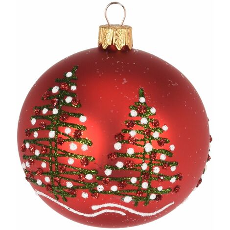 6 palline per albero di natale in vetro con Glitter da Ø 10 cm pendaglio decorato