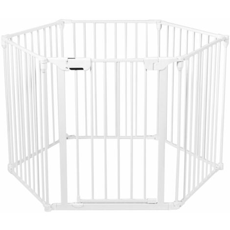 COSTWAY 6 Panel Fireplace Fence Baby Pet Safety Gate Playpen Adjustable Room Divider