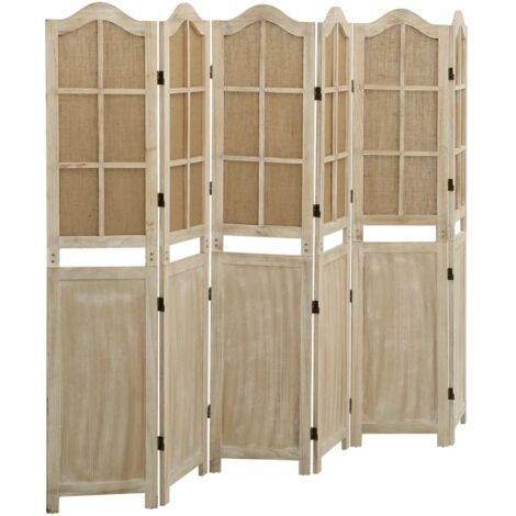 6-Panel Room Divider Brown 214x165 cm Fabric vidaXL