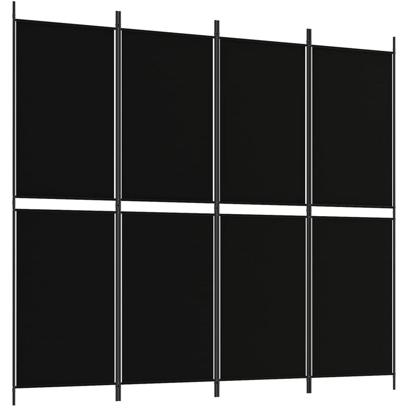 4-panel Room Divider Black 200x180 Cm Fabric Vidaxl
