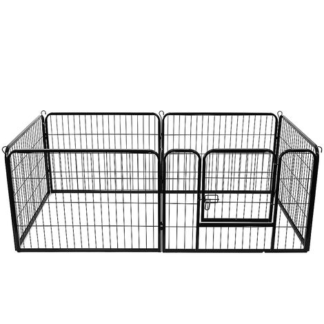6 Pannelli Recinto per animali domestici con porta,Haloyo®,roditori Animali Rete Gabbia di Ferro,80 x 60 cm,nero